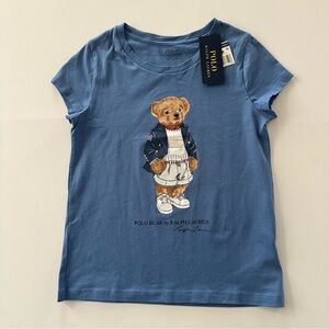 Polo Ralph Lauren Boys 8-10 Tee with Polo Bear Top Blue NWT Spring Summer